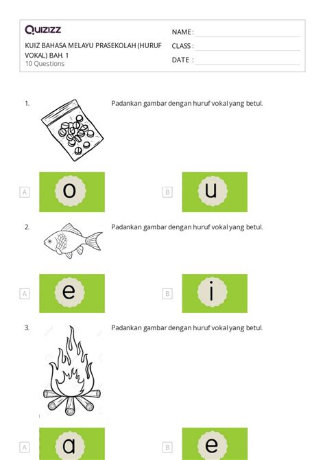 50 Lembar Kerja Huruf Vokal Untuk Kelas 5 Di Quizizz Gratis Dapat