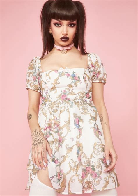 Sugar Thrillz Floral Baroque Print Babydoll Dress Dolls Kill