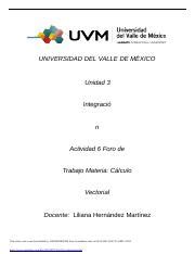 A Ols Calculo Foro Pdf Docx Universidad Del Valle De M Xico Unidad