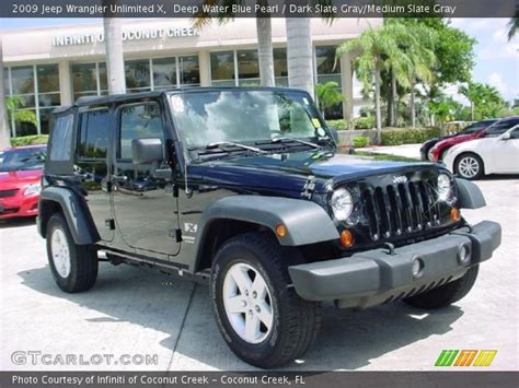 Deep Water Blue Pearl 2009 Jeep Wrangler Unlimited X Dark Slate Gray Medium Slate Gray