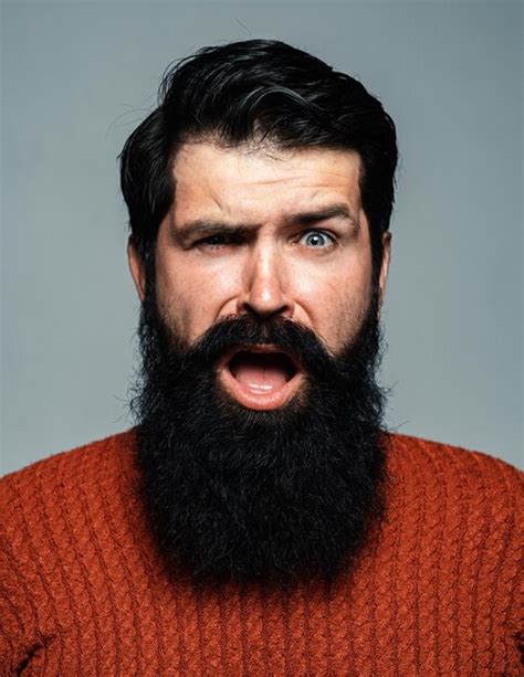 Premium Photo Confused Bearded Man Portrait People Emotions Excited Face