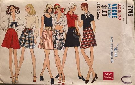 Vintage Sewing Pattern Misses A Line Skirts Pocket And Pleat Variations