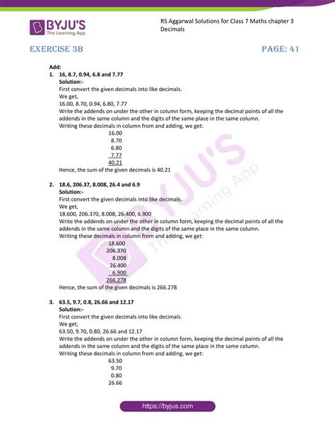 Rs Aggarwal Solutions For Class Maths Exercise B Chapter Decimals