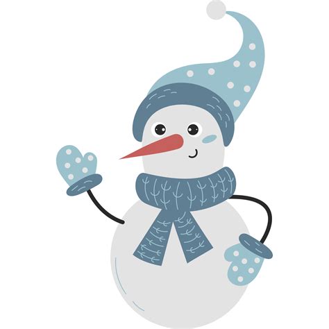 Cute Snowman With Knitted Hat And Scarf 12067699 PNG