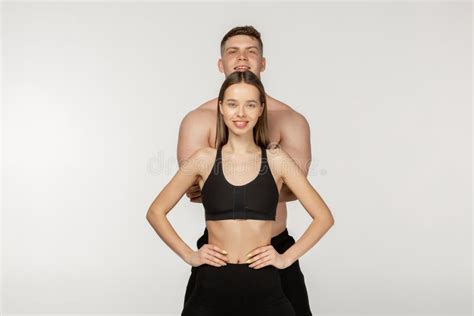 Gay Couple Shirtless Posing In A Studio Photo Shoot Stock Image