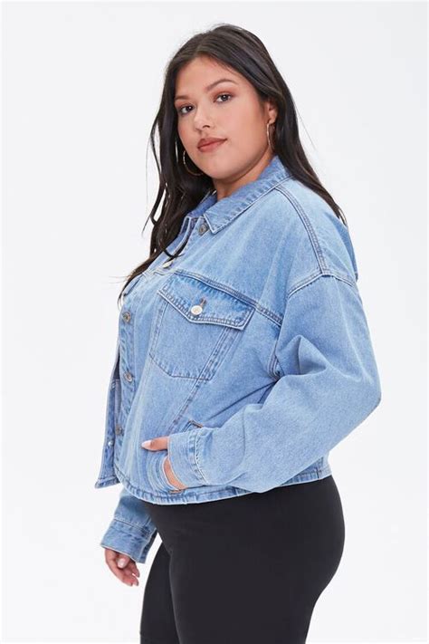 Plus Size Cropped Denim Jacket