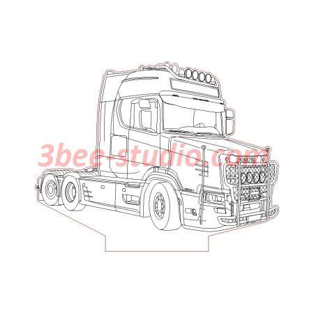 Scania St Truck D Illusion Lamp Plan Vector File For Laser And Cnc