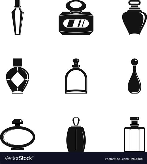 Perfume Bottle Form Icon Set Simple Style Vector Image