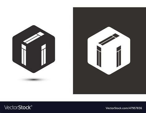 I letter logo design with white and black Vector Image