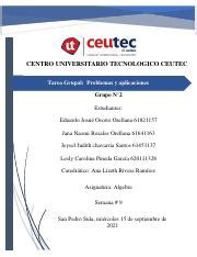 Algebra V Grupo Tarea Problemas Y Aplicaciones Pdf