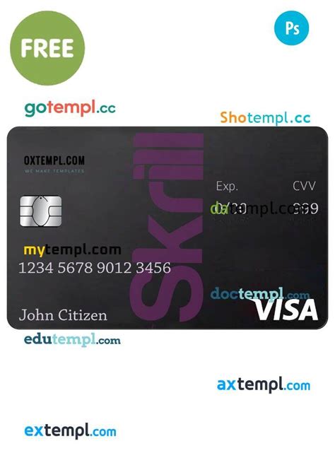 Free Download Skrill Visa Debit Card Example In Psd Format Completely