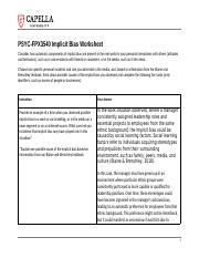 Cf PSYC FPX3540 Implicit Bias Worksheet Docx PSYC FPX3540 Implicit