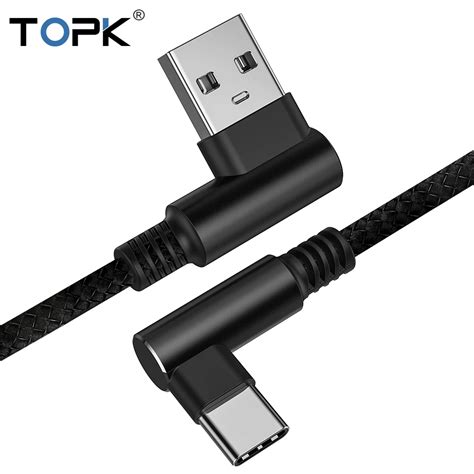 Topk 1m 90 Degree 3a Quick Charge Usb Type C Cable L Shape Fast Charging Type C Mobile Phone