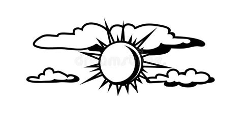 Black White Sun and Clouds. Stock Vector - Illustration of vector, weather: 134182688