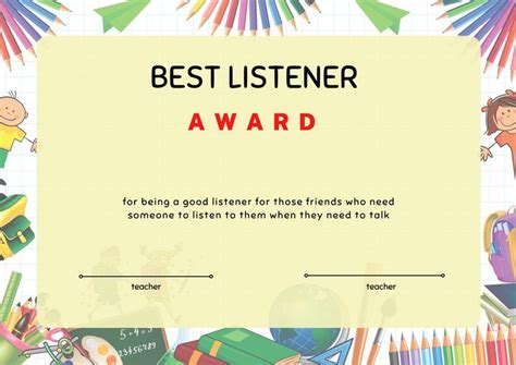 Best Listener Award in 2022 | Good listener, Classroom awards, Student ...