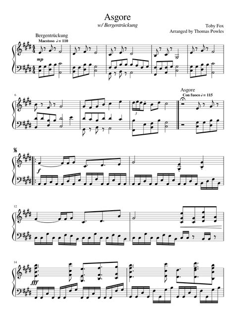 Asgore Undertale Sheet Music For Piano Solo