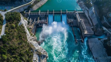 ai generated beautiful aerial view  huge dam hydroelectric power