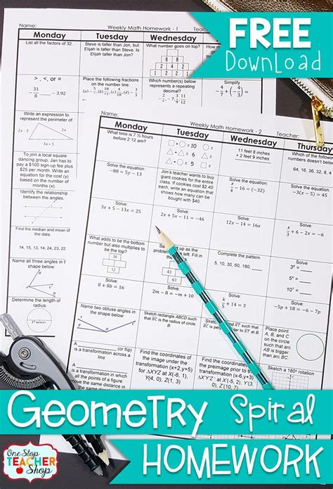 Free Geometry Math Homework Common Core High School Math With Answer