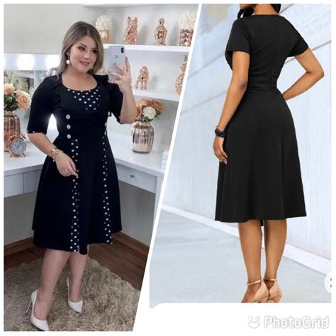 Vestidos EvangÉlicos Social Plus Size Bolinhas PÓÁ Rodado GodÊ Preto