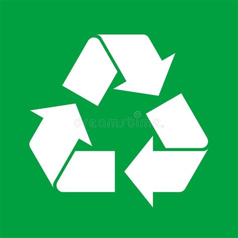 Simple White Recycle Symbol On Green Background Sign Or Icon For