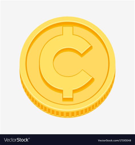 Cent centavo currency symbol on gold coin Vector Image