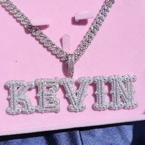 Custom Big Baguettes Number Name Necklace With Cuban Chain Hip Hop