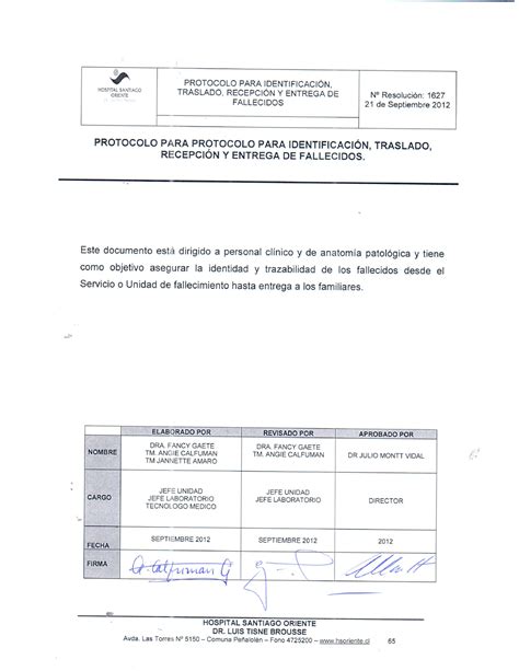 9 Protocolo Para Identificación Traslado Recepción Y Entrega De Fallecidos Ciencias Naturales