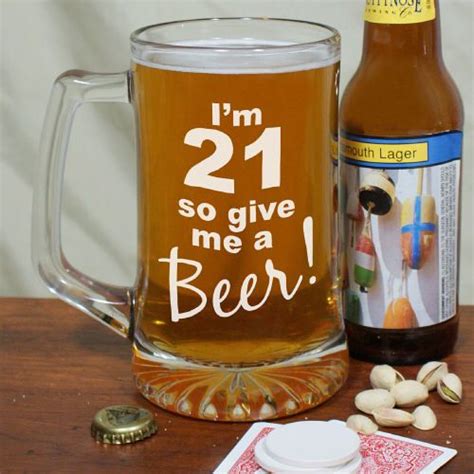 Give Me A Beer Personalized 21st Birthday Glass Mug 21st Birthday Glass Mugs Beer Mugs