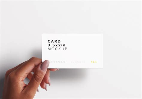 Woman Hand Holding Business Card Mockup Custom Scene