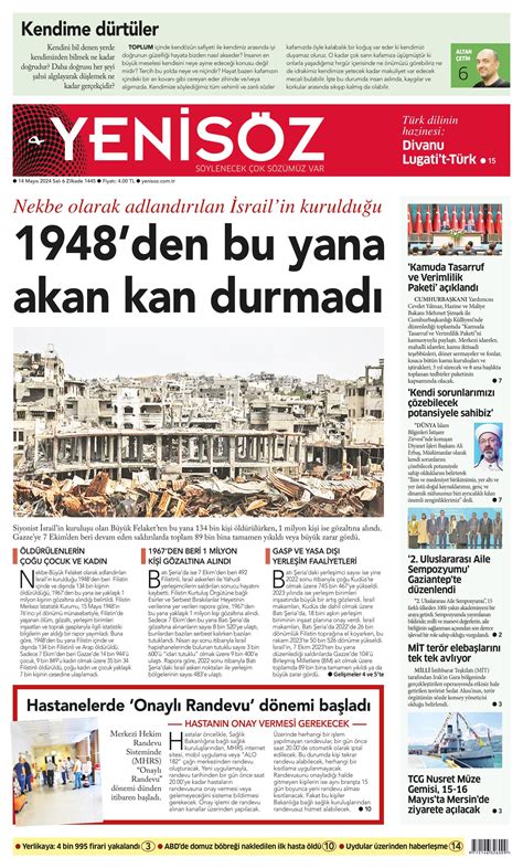 Yeni S Z Gazetesi May S Sal G N Man Eti