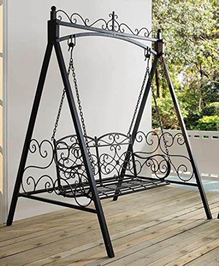 Best Choice Wrought Iron Metal Outdoor Garden Patio Balcony Hanging Double Seat Swings Wtih