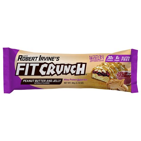 Chef Robert Irvines Fitcrunch Peanut Butter And Jelly High Protein Baked Bar 30g Protein 31