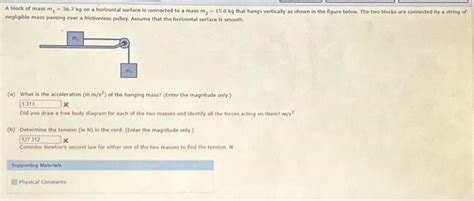 Solved A Block Of Mass M₁ 367 Kg On A Horizontal Surface
