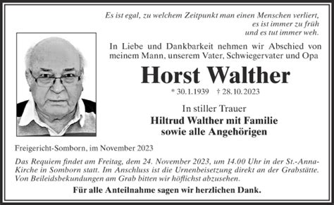 Traueranzeigen Von Horst Walther Trauer Gnz De