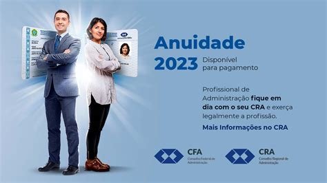 A anuidade 2023 já se encontra disponível para pagamento CRA PB