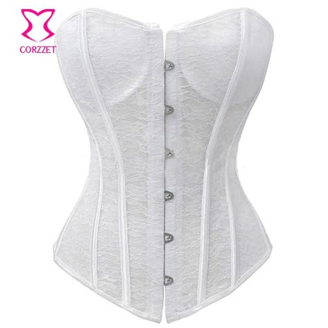 Corzzet Floral Lace Bustier Corset White Sexy Bridal Wedding Lingerie