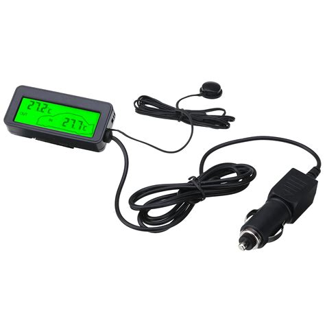 DC 12V Mini Digital LCD Car Thermometer Voltmeter Auto Indoor Outdoor