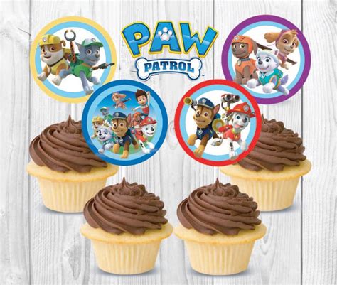 Paw Patrol Cupcake Toppers Printable Instant Download Etsy