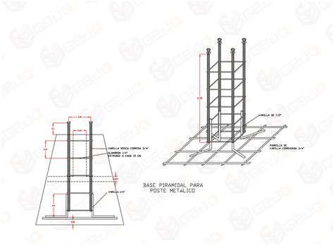 Base Piramidal Para Poste Metalico Grupo Electrico Jalisco