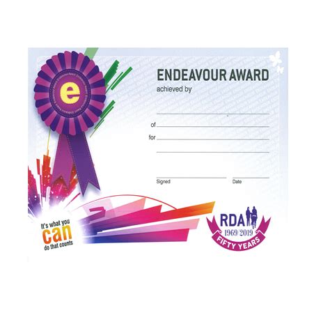 Endeavour Award Certificates (50th Anniversary edition) – RDA Group Orders