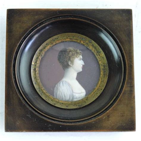 Early 19th Century Profile Portrait Miniature Painting On Ivory