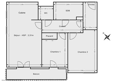 À vendre Appartement 3 pièces avec balcon au 2ème étage 56m2