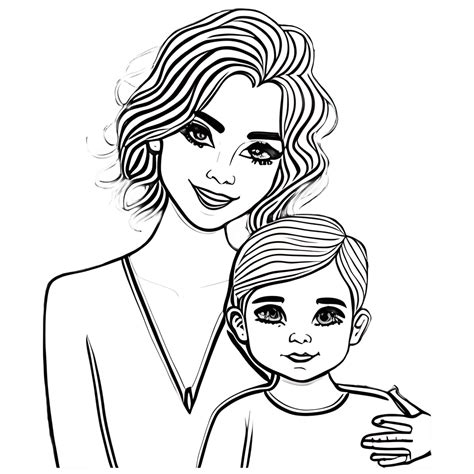 Mother And Son Coloring Page Creative Fabrica