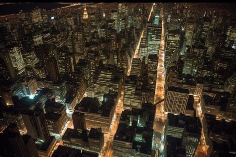 Premium Photo | Nyc aerial view of new york city at night