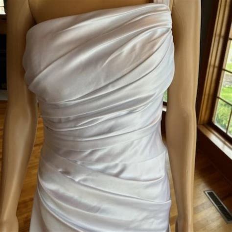 Bill Levkoff Dresses Bill Levkoff White Satin Shoulder Floor Length