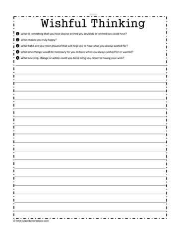 wishful thinking  goals worksheets