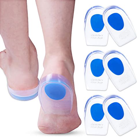 Amazon.com: 3 Pair Gel Heel Cups Plantar Fasciitis Inserts - Silicone