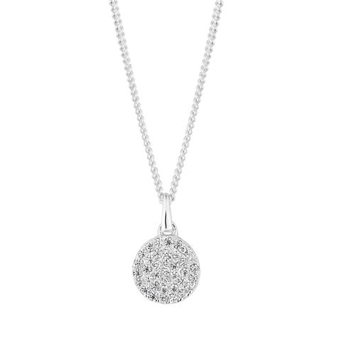 Simply Silver Sterling Silver Cubic Zirconia Pave Disc Pendant Necklace