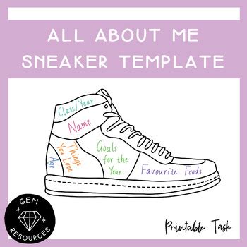 All About Me Shoe Back to School Activity Start Up Blank Template