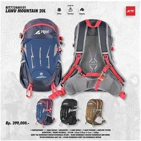 Jual Tas Daypack Original Arei Lawu Mountain 20L Dapat Raincover Arei